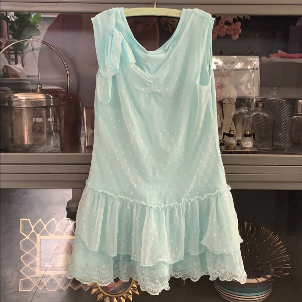 American Girl Aqua lace overlay dress